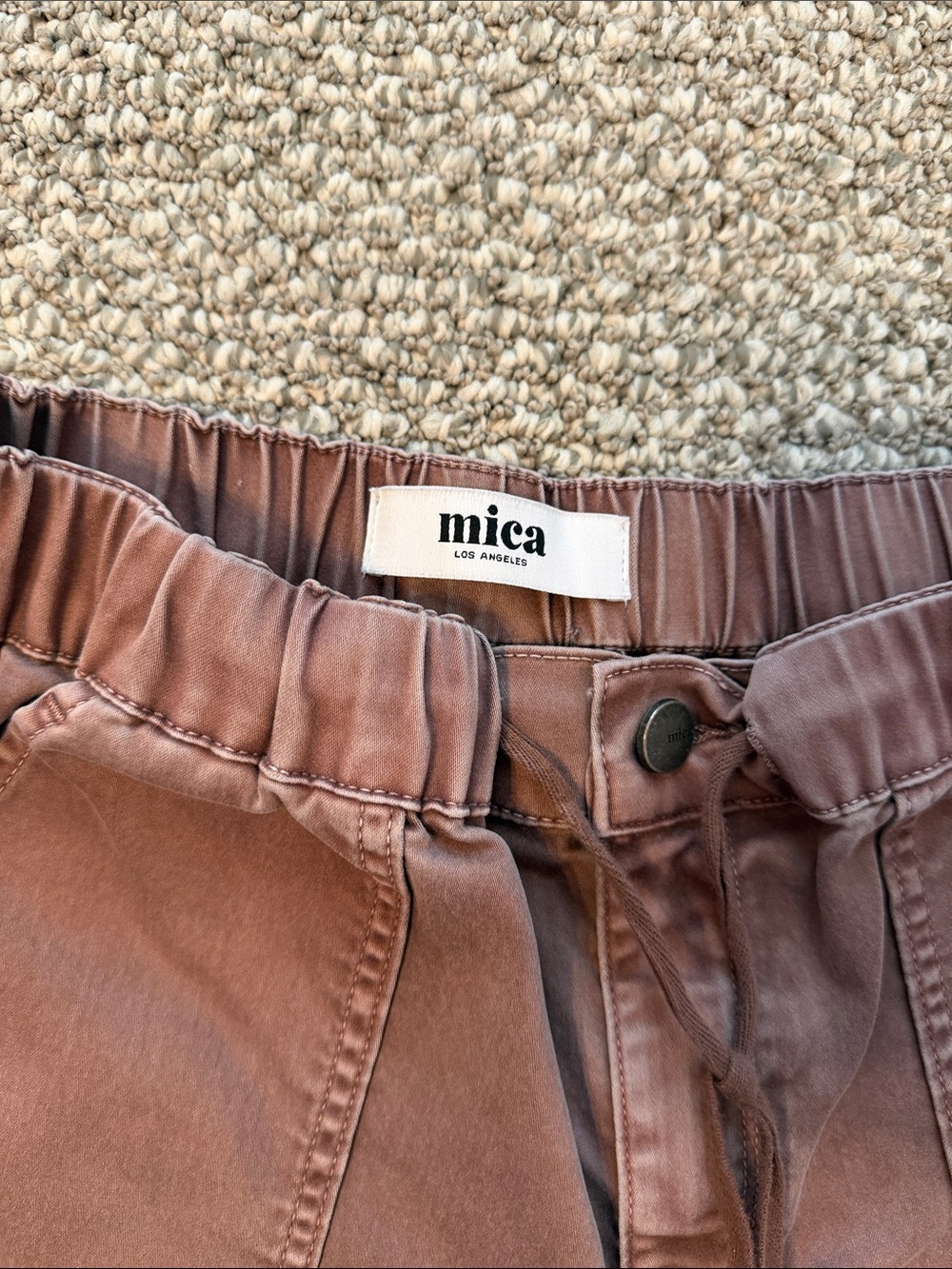 MIA Ankle Cropped Drawstring Joggers in Rust - Picture 2 of 5